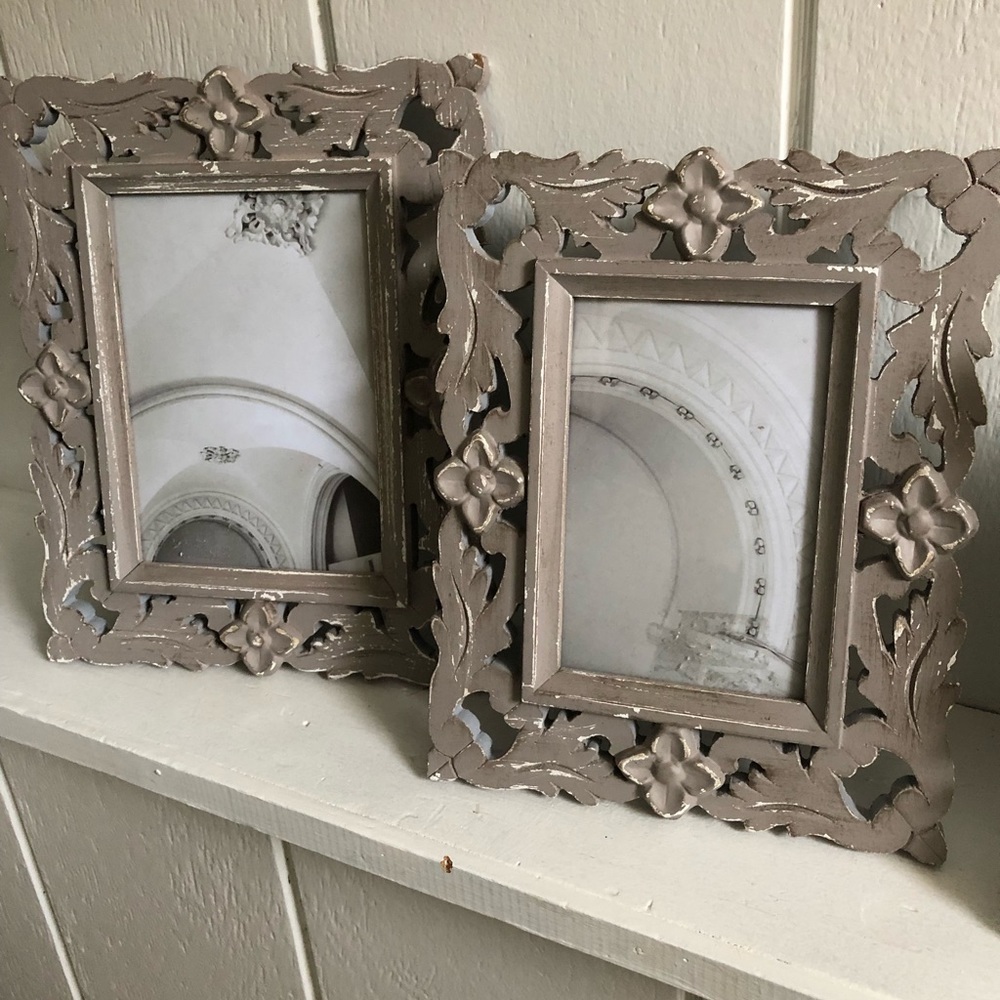 Pair of Gray Ornate Picture Frames